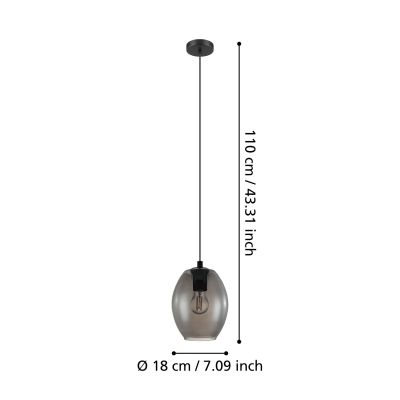 Eglo Cadaques lampa wisząca 1x60 W czarna 98582