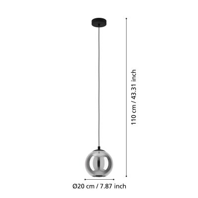 Eglo Ariscani lampa wisząca 1x40 W czarna 98651