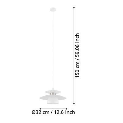 Eglo Brenda lampa wisząca 1x40 W biała 98734