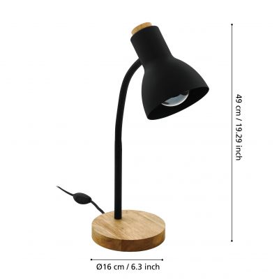 Eglo Veradal lampa biurkowa 1x40 W czarna 98831