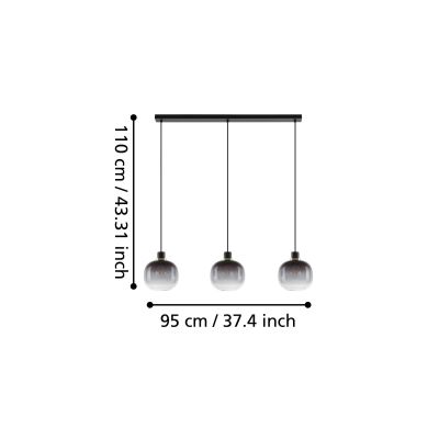 Eglo Oilella lampa wisząca 3x40 W czarna-szary/popielaty 99617