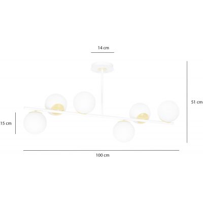 Emibig Floki lampa podsufitowa 6x10 W biała-złota 1023/6