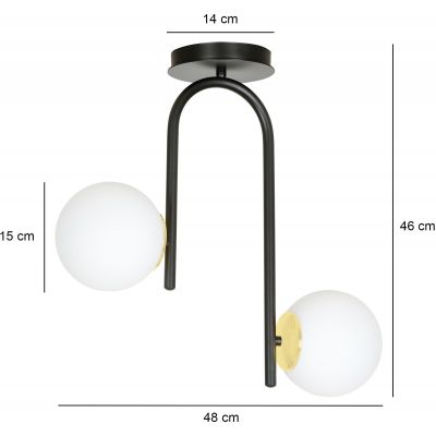 Emibig Ragnar lampa podsufitowa 2x40W czarny/złoty 1032/2