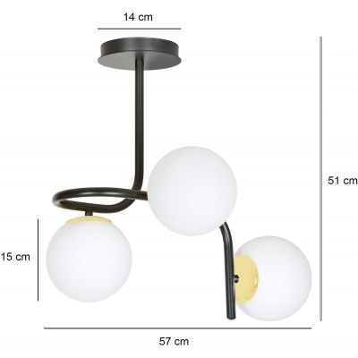 Emibig Ragnar lampa podsufitowa 3x40W czarny/złoty 1032/3