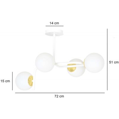 Emibig Ragnar lampa podsufitowa 4x40W czarny/złoty 1032/4A