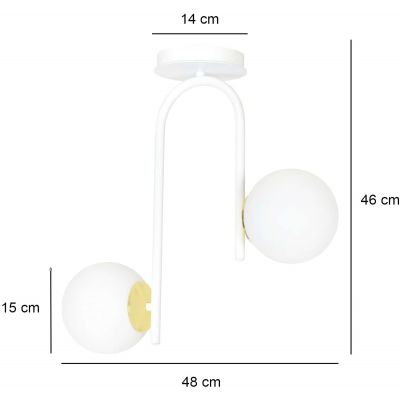 Emibig Ragnar lampa podsufitowa 2x40W biały/złoty 1033/2