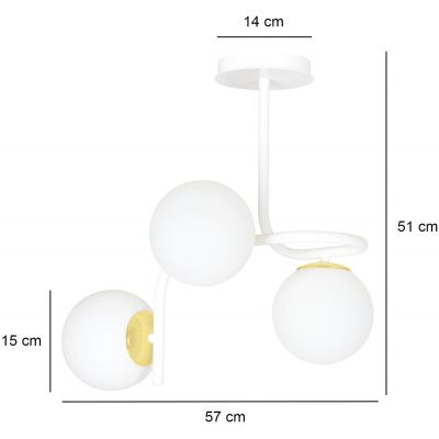 Emibig Ragnar lampa podsufitowa 3x40W biały/złoty 1033/3