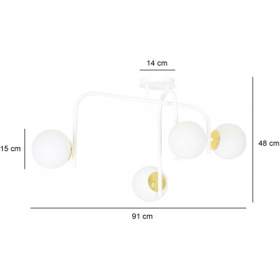 Emibig Ragnar lampa podsufitowa 4x40W biały/złoty 1033/4B