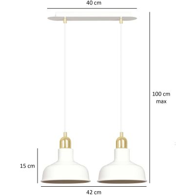 Emibig Ibor lampa wisząca 2x60W biały/złoty 1043/2