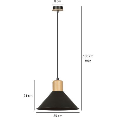 Emibig Rowen lampa wisząca 1x60W czarny/drewno 1044/1