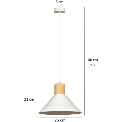 Emibig Rowen lampa wisząca 1x60W biały/drewno 1045/1