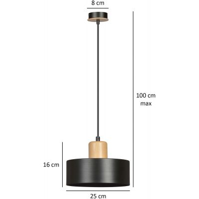 Emibig Torin lampa wisząca 1x60W czarny/drewno 1046/1