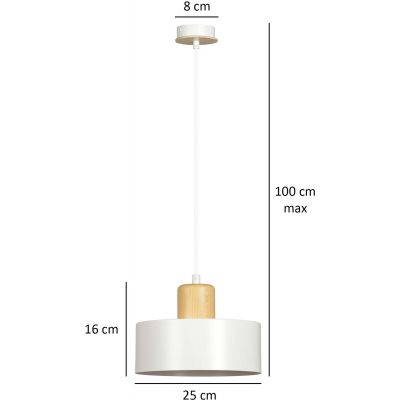 Emibig Torin lampa wisząca 1x60W biały/drewno 1047/1