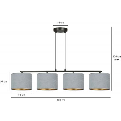 Emibig Hilde lampa wisząca 1x15 W czarna-złota-szary/popielaty 1050/4