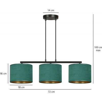 Emibig Hilde lampa wisząca 3x60W zielony/złoty 1051/3