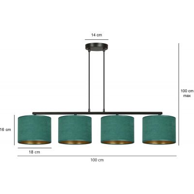 Emibig Hilde lampa wisząca 4x60W zielony/złoty 1051/4