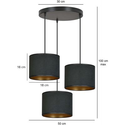 Emibig Hilde lampa wisząca 3x60W czarny/złoty 1054/3PREM