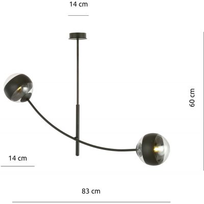 Emibig Hunter Stripe lampa podsufitowa 2x40W czarna/przezroczysta 1101/2