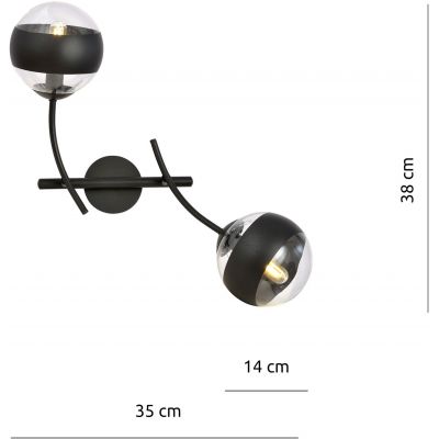 Emibig Hunter Stripe kinkiet 2x40W czarny/przezroczysty 1101/K2