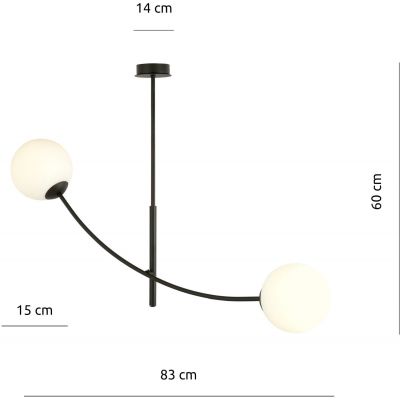 Emibig Hunter lampa podsufitowa 2x10 W czarna-opal 1102/2