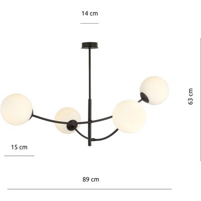Emibig Hunter lampa podsufitowa 4x40W czarna/opal 1102/4