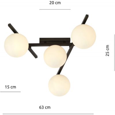 Emibig Smart lampa podsufitowa 4x40W czarna/opal 1103/4