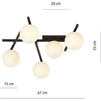 Emibig Smart lampa podsufitowa 5x40W czarna/opal 1103/5