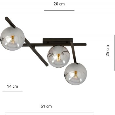 Emibig Smart lampa podsufitowa 3x40W czarna/grafit 1104/3