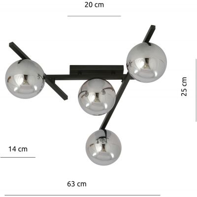 Emibig Smart lampa podsufitowa 4x40W czarna/grafit 1104/4