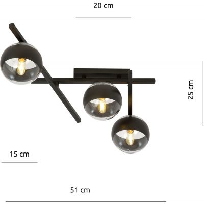 Emibig Smart Stripe lampa podsufitowa 3x40W czarna/przezroczysta 1105/3