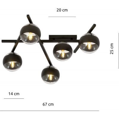 Emibig Smart Stripe lampa podsufitowa 5x40W czarna/przezroczysta 1105/5