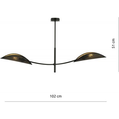 Emibig Lotus lampa podsufitowa 2x40W czarna/złota 1106/2