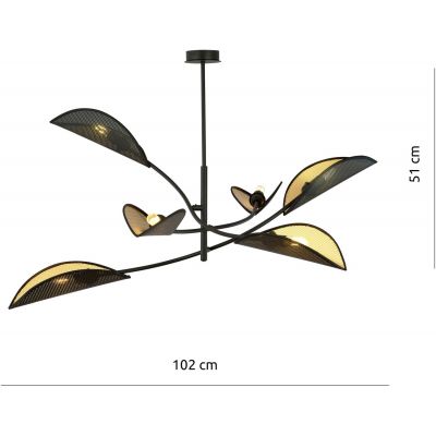 Emibig Lotus lampa podsufitowa 6x40W czarna/złota 1106/6