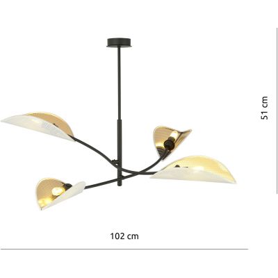 Emibig Lotus lampa podsufitowa 4x40W czarny/biały/złoty 1107/4