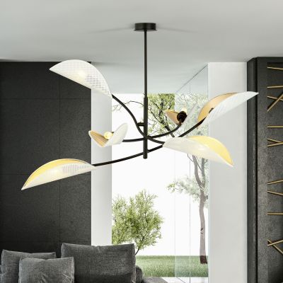 Emibig Lotus lampa podsufitowa 6x40W czarny/biały/złoty 1107/6