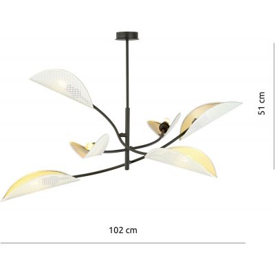 Emibig Lotus lampa podsufitowa 6x40W czarny/biały/złoty 1107/6