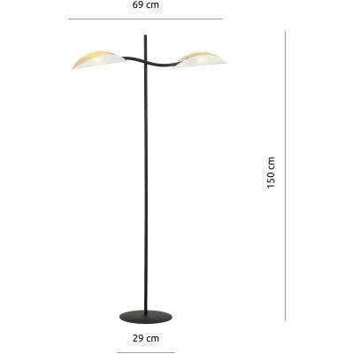 Emibig Lotus lampa stojąca 2x40W czarna/biała/złota 1107/LP2