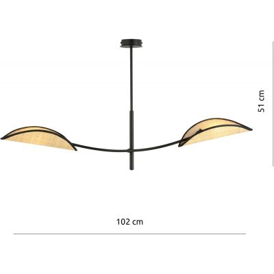 Emibig Lotus lampa podsufitowa 2x40W czarna/rattan 1108/2