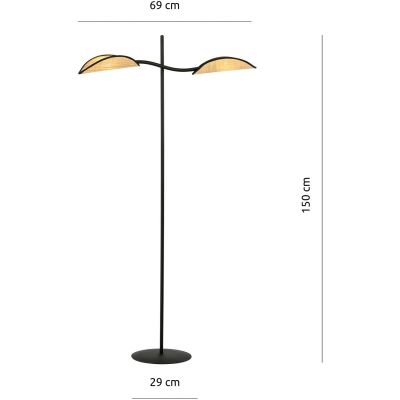 Emibig Lotus lampa stojąca 2x40W czarna/rattan 1108/LP2