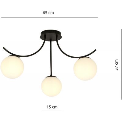 Emibig Boston lampa podsufitowa 3x40W czarna/opal 1109/3