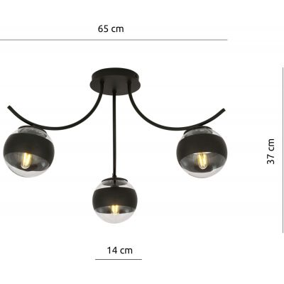 Emibig Boston Stripe lampa podsufitowa 3x40W czarna/przezroczysta 1111/3