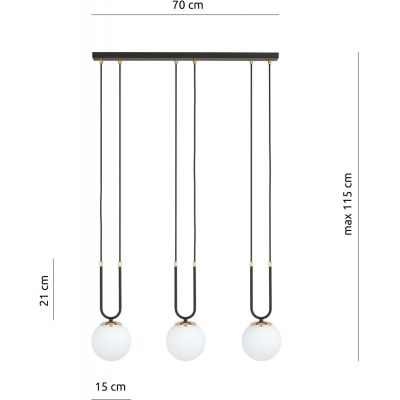 Emibig Glam lampa wisząca 3x10 W czarna-opal 1112/3