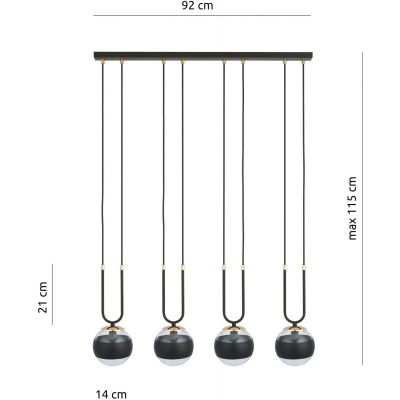 Emibig Glam Stripe lampa wisząca 4x40W czarna/przezroczysta 1113/4