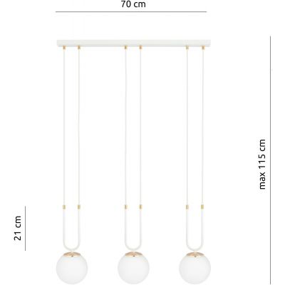 Emibig Glam lampa wisząca 3x40W biała/opal 1115/3