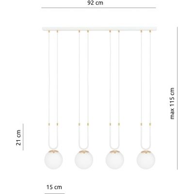 Emibig Glam lampa wisząca 4x40W biała/opal 1115/4