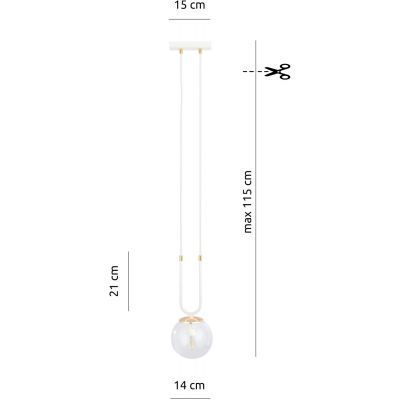 Emibig Glam lampa wisząca 1x40W biała/przezroczysta 1116/1