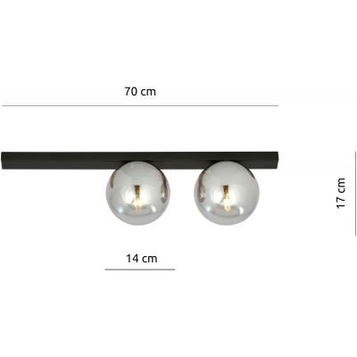 Emibig Fit lampa podsufitowa 2x40W czarna/grafit 1122/2