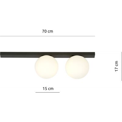 Emibig Fit lampa podsufitowa 2x40W czarna/opal 1124/2