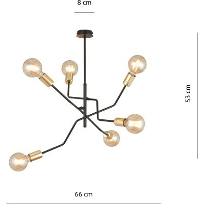 Emibig Bolt lampa podsufitowa 6x40W czarna/złota 1125/6