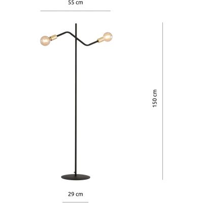 Emibig Bolt lampa stojąca 2x60W czarna/złota 1125/LP2